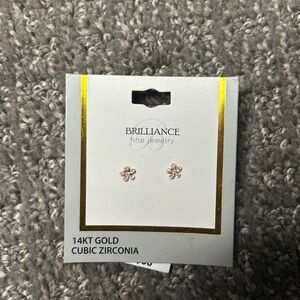 Brilliance 14K Gold Flower Stud Earrings